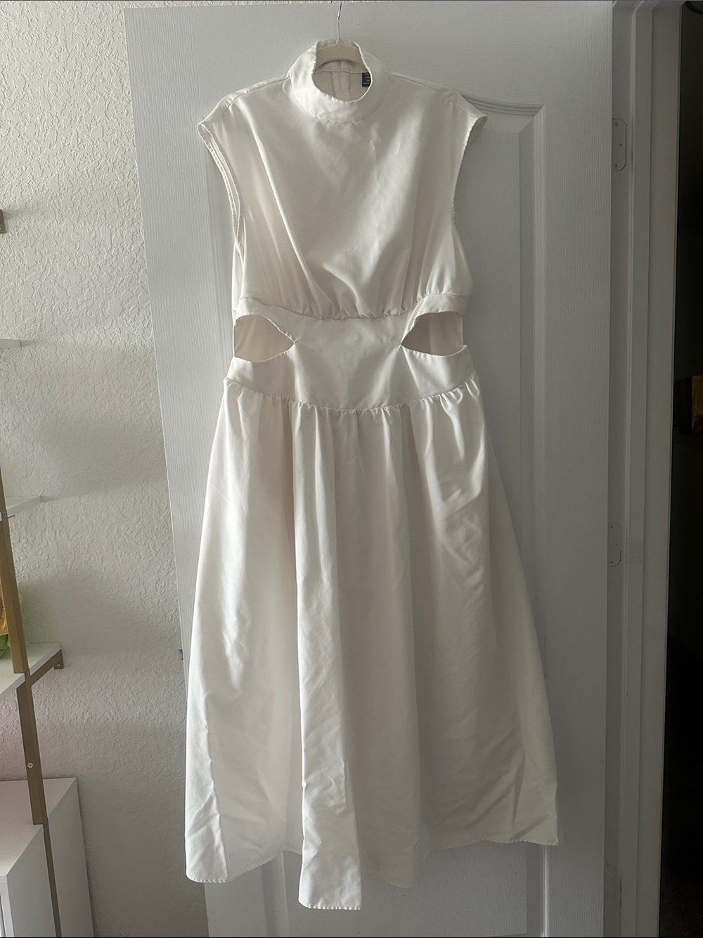 SHEIN White Girls' Cutout Waist A-Line Dress
